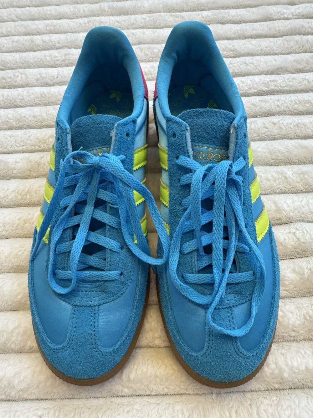 Adidas Handball Spezial Suede Sneakers Blue Yellow Pink Gum Sole